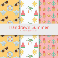 set of summer elements patterns vector image