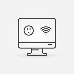 Computer with us smart socket and wi-fi vector