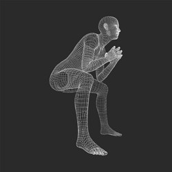 man in a thinker pose 3d model of geometric vector