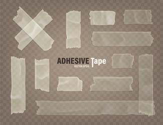 Realistic transparent adhesive tape set sticky vector