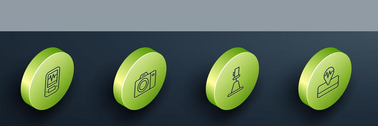 set isometric line seismograph photo camera vector image
