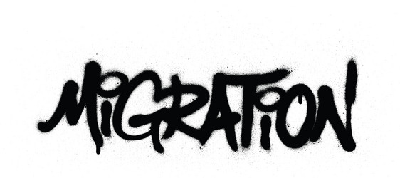 Black Graffiti Migration Word Spray Vector Image