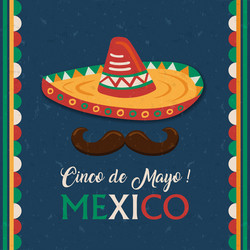 cinco de mayo card mexican mariachi man hat Vector Image