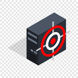 computer system unit and red target isometric icon vector image