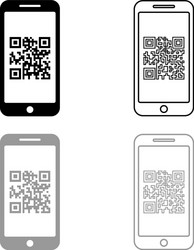 Smartphone with qr code on screen icon outline vector