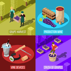 Wine production 2x2 design concept Royalty Free Vector Image