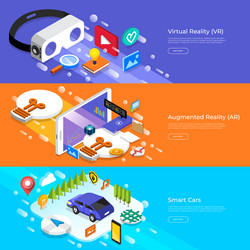 flat design concept virtual reality augmented vector image