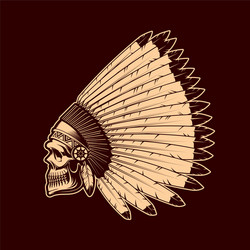 indian skull in native american headdress sketch Vector Image