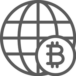 global world with bitcoin coin blockchain crypto vector image