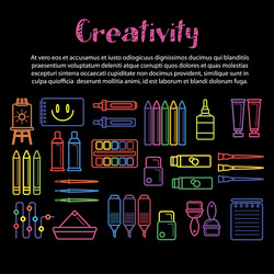 Kids creativity poster of art and drawing tools vector