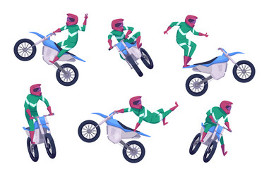 motocross biker freestyle jumpers on sport bike vector