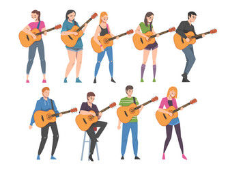 People playing guitars set musician vector