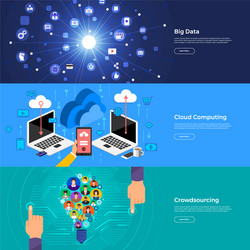 flat design concept big data cloud computing vector