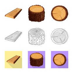 isolated object of tree and raw symbol set vector image