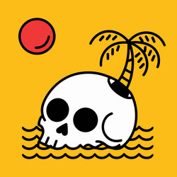 skull island with palm tree Vector Image