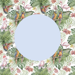 Bird flowers and leaves watercolor vector