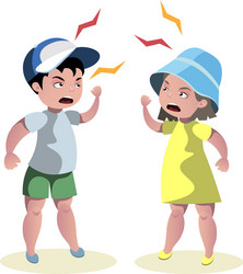 Small angry kids quarrel vector