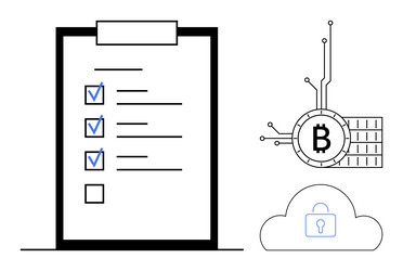 checklist with blockchain technology elements vector image