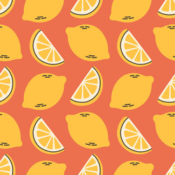 lemon summer pattern on red background simple vector image