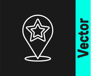 white line map pointer with star icon isolated vector image