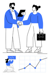 business partnership data analysis and coding vector image