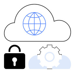 cloud computing security with globe padlock vector image