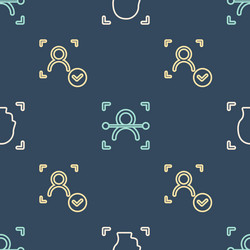 set line face recognition and on seamless pattern vector image