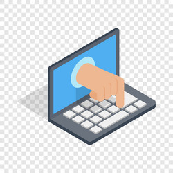 Stealing data through a laptop isometric icon vector