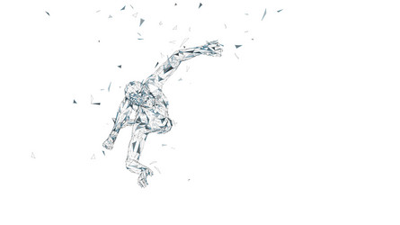conceptual abstract man in a jump connected lines vector image