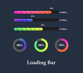 glowing colorful loaders and progress bar set vector