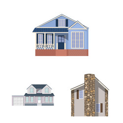isolated object of building and front logo set vector image