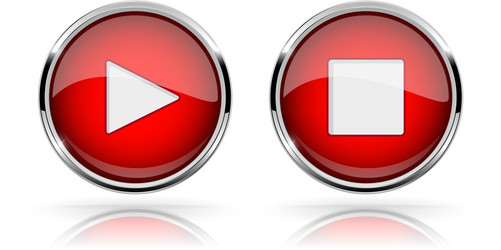 Red round media buttons play and stop vector