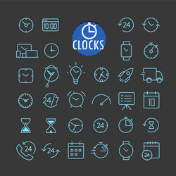 Different clock icons collection web and mobile vector