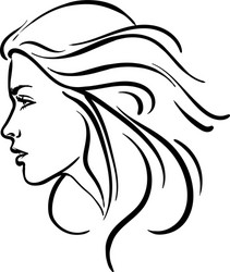 Elegant Woman with Flowing Hair Vector Image