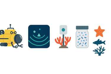 exploring underwater ecosystems with a submarine Vector Image