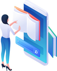 finding desired web book in mobile application vector image