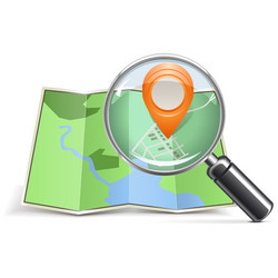 Magnifying Glass with Map Pointer vector image