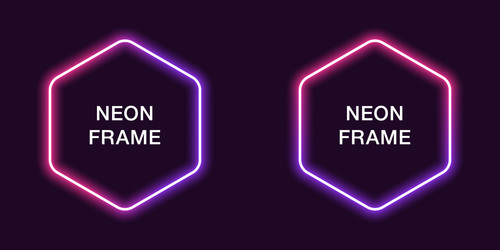 neon frame in hexagonal shape template vector image