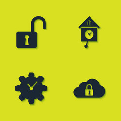 set open padlock cloud computing time management vector image