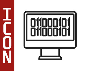 Black line binary code icon isolated on white vector