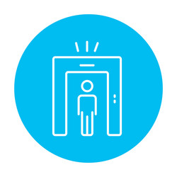 Man going through metal detector gate line icon vector