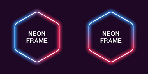 neon frame in hexagonal shape template vector image