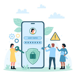 secure login to mobile phone app using username vector image