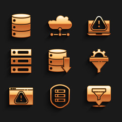 set server data web hosting with shield vector image