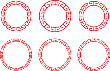 classic chinese red circle window and photo frame vector