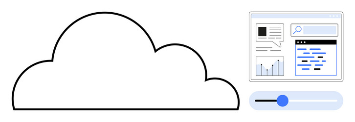 cloud network with web interface displaying charts vector image