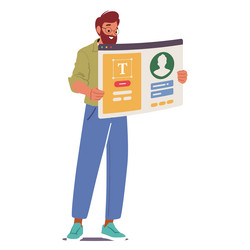 man programmer testing social media user interface vector image
