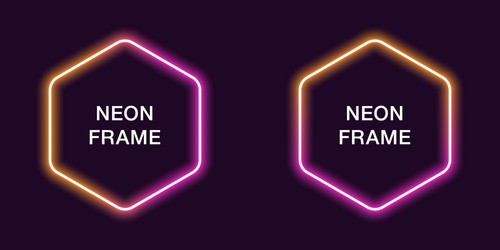 neon frame in hexagonal shape template vector image