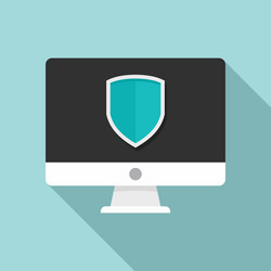 protected computer icon flat style vector