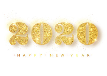 2020 happy new year gold numbers design vector